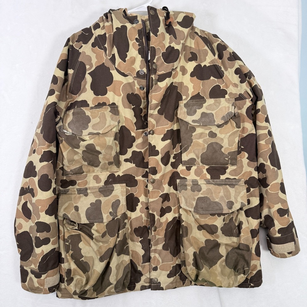 Vintage Cabelas Gore Tex Jacket Mens M Multicolor Duck Camo Hunting Insulated